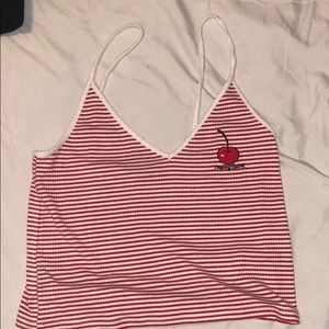 Red striped crop top